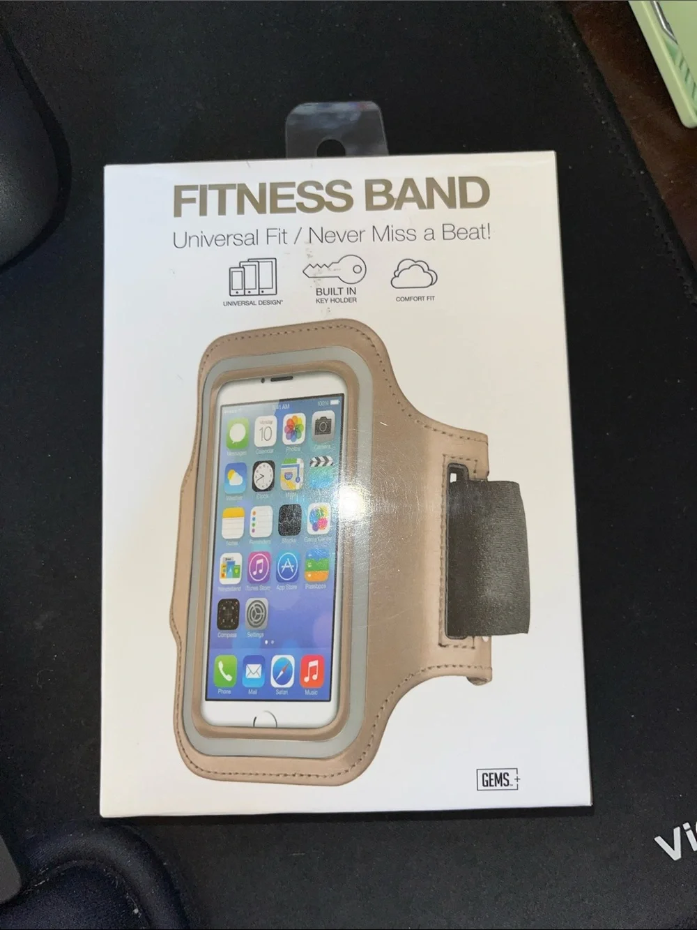 Fitness Band Armband by GEMS - Tan with Black Accents